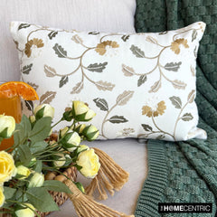 Buttercup Bloom - White Cotton Lumbar Pillow Cover