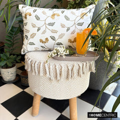 Buttercup Bloom - White Cotton Lumbar Pillow Cover