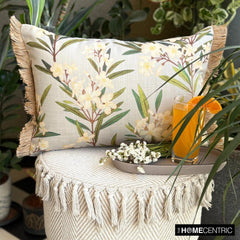 Daisy Drift - Gray Cotton Lumbar Pillow Cover