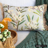 Daisy Drift - Gray Cotton Lumbar Pillow Cover