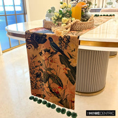 Fauna Flow - Brown Velvet Decorative Table Runner