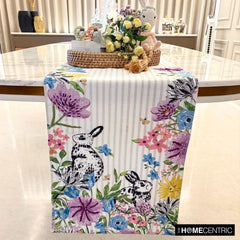 Bunny Wonderland - White Cotton Decorative Table Runner