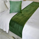 Green Velvet Plush - Velvet Green Decorative Bed Runner and Pillow Cover