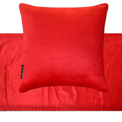 Red Velvet Plush - Velvet Red Decorative Bed Runner and Pillow Cover