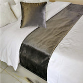 Charcoal Velvet Plush - Velvet Gray Decorative Bed Runner and Pillow Cover