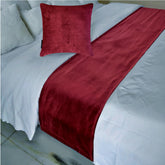Burgundy Velvet Plush - Velvet Burgundy Decorative Bed Runner and Pillow Cover