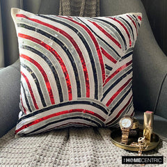 Red N Black Streaks - Red Art Silk Decorative Euro Sham