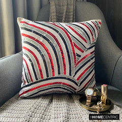 Red N Black Streaks - Red Art Silk Decorative Euro Sham