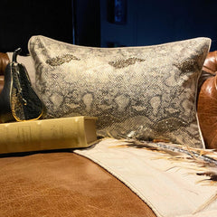 Animal Bling - Gold Faux Leather Lumbar Pillow Cover