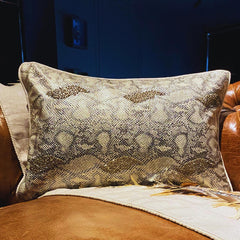 Animal Bling - Gold Faux Leather Lumbar Pillow Cover