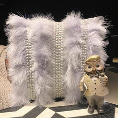 Kitty Fur - Grey Silk Decorative Throw Pillow Cover