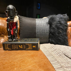 Wicked Black - Black Faux Leather & Suede Halloween Lumbar Pillow Cover