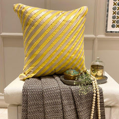 Unfolding Yellow - Yellow Art Silk Throw Pillow Cover