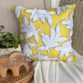 White Leaves Pillow Cover