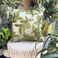 Leafy Days - Green Art Silk Decorative Euro Sham