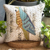 Macau Beauty - Green Linen Throw Pillow Cover