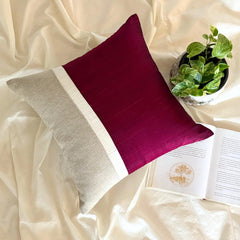 Cranberry Silkastic - Cranberry Silk & Linen Throw Pillow Cover