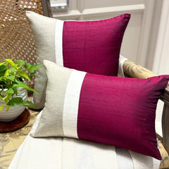 Cranberry Silkastic - Cranberry Silk & Linen Throw Pillow Cover