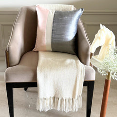 Splendour Pink - Light Pink & Grey Silk Decorative Euro Sham