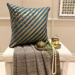 Unfolding Teal Copper - Teal Blue Art Silk Decorative Euro Sham