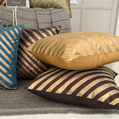 Unfolding Gold Copper - Gold Art Silk Throw Pillow Cover