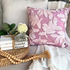 Leafy Pink - Pink Art Silk Decorative Euro Sham