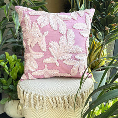 Leafy Pink - Pink Art Silk Throw Pillow Cover
