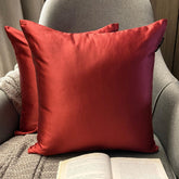 Red Satin Throw Pillow Cover - Deep Red Slub Satin