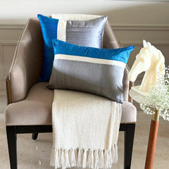 Splendour Blue - Blue & Grey Silk Decorative Euro Sham