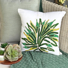 Green Shrub - Green Linen Throw Pillow Cover