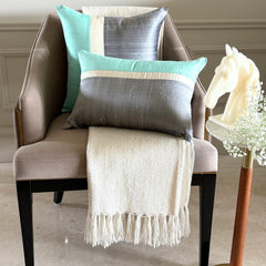 Splendour Sea Green - Sea Green & Grey Silk Decorative Euro Sham