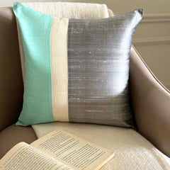 Splendour Sea Green - Sea Green & Grey Silk Decorative Euro Sham
