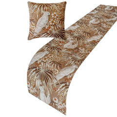 Cockatoo Song - Cotton Beige Decorative Bed Runner and Pillow Cover