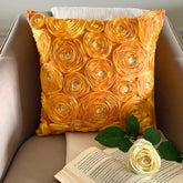 Marigold - Orange Art Silk Throw Pillow Cover