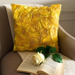 Sun Blooms - Yellow Art Silk Decorative Euro Sham