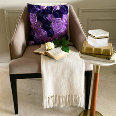 Violet Blooms - Purple Art Silk Throw Pillow Cover