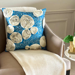 Eternity - Aqua Blue Art Silk Decorative Euro Sham
