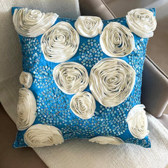 Eternity - Aqua Blue Art Silk Decorative Euro Sham