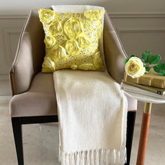 Creamy Yellow Roses - Yellow Art Silk Throw Pillow Cover
