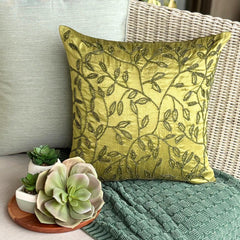 Tropical - Green Art Silk Throw Pillow Cover