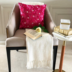 Fuchsia Power - Fuchsia Pink Art Silk Throw Pillow Cover