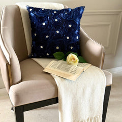 Navy Paradise - Navy Blue Art Silk Decorative Euro Sham