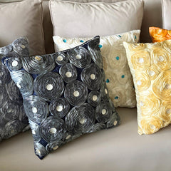 Ivory Roses - Ivory Art Silk Throw Pillow Cover