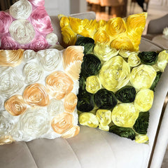 Sun Blooms - Yellow Art Silk Decorative Euro Sham