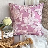 Leafy Pink - Pink Art Silk Decorative Euro Sham