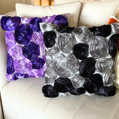 Violet Blooms - Purple Art Silk Decorative Euro Sham