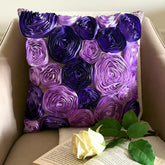 Violet Blooms - Purple Art Silk Throw Pillow Cover