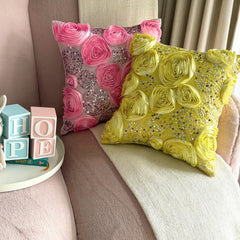 Sweet Kisses - Pink Art Silk Throw Pillow Cover