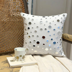 White Mirrors - White Cotton Canvas Throw Pillow Cover