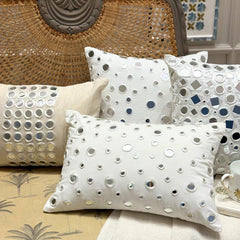 White Mirrors - White Cotton Canvas Throw Pillow Cover